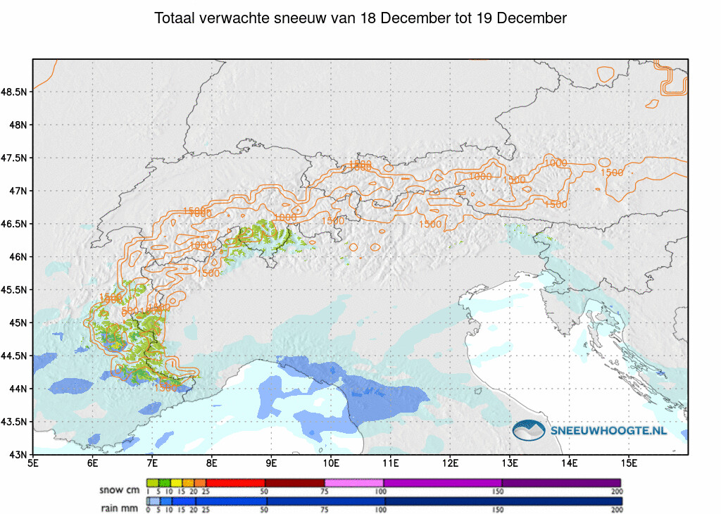 Sneeuwval Alpen komende 24 uur