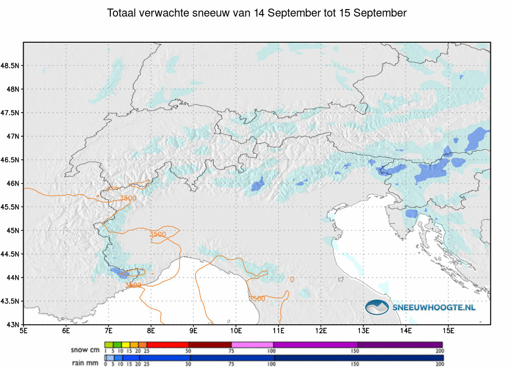 Sneeuwval Alpen komende 24 uur